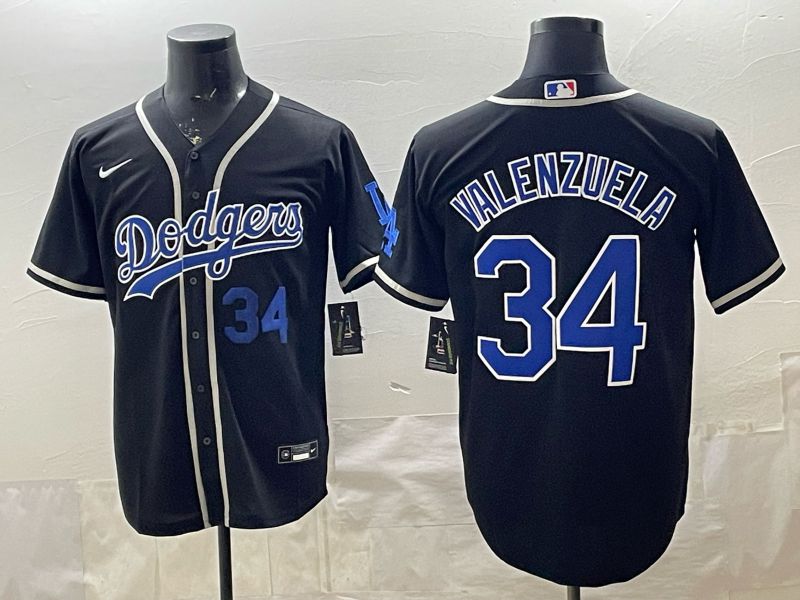 2026 Men Nike Los Angeles Dodgers #34 Valenzuela Black Game MLB Jersey 004